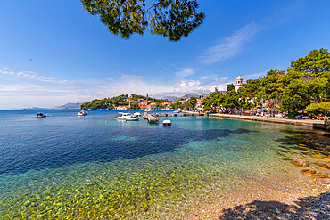 View of Cavtat on the Adriatic Sea, Cavtat, Dubrovnik Riviera, Croatia, Europe