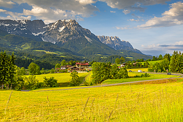 View of mountainous landscape near Worgl, Kufstein district, Tyrol, Austria, Europe