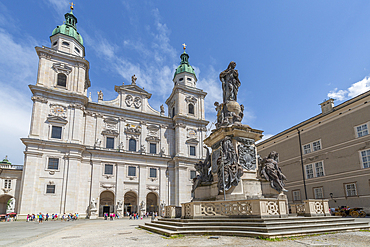 View of Salzburg Cathedral from Domplatz, Salzburg, Austria, Europe