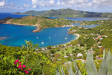 View of English Harbour from Shirley Heights, Antigua, Leeward Islands, West Indies, Caribbean, Central America 