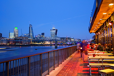 River Thames and City of London skyline at dusk, London, England, United Kingdom, Europe 