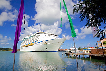 Cruise ship in port, St. Johns, Antigua, Leeward Islands, West Indies, Caribbean, Central America