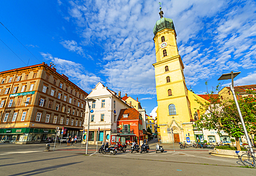 View of colourful Franciscan Church, Graz, Styria, Austria. Europe