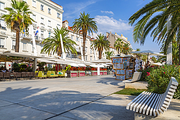View of buildings and cafes on the Promenade, Split, Dalmatian Coast, Croatia, Europe
