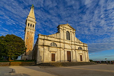 View of Cathedral of St. Euphemia at sunset, Rovinj, Istria, Croatia, Adriatic, Europe