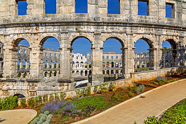 View of the Roman Amphitheatre, Pula, Istria County, Croatia, Adriatic, Europe