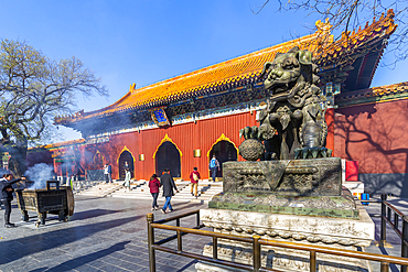 View of Ornate Tibetan Buddhist Lama Temple (Yonghe Temple), Dongcheng, Beijing, People's Republic of China, Asia