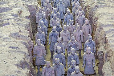View of Terracotta Warriors in the Tomb Museum, UNESCO World Heritage Site, Xi'an, Shaanxi Province, People's Republic of China, Asia