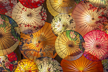 Umbrellas in Kuanxiangzi Alley, Chengdu, Sichuan Province, People's Republic of China, Asia