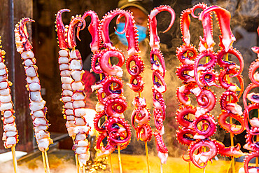 Local delicacies on display in Ciqikou Old Town, Shapingba, Chongqing, China, Asia