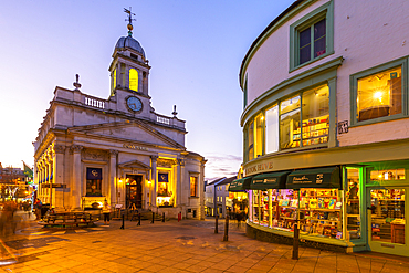 View of shops on London Street at Christmas, Norwich, Norfolk, East Anglia, England, United Kingdom, Europe