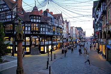 Bridge Street at Christmas, Chester, Cheshire, England, United Kingdom, Europe