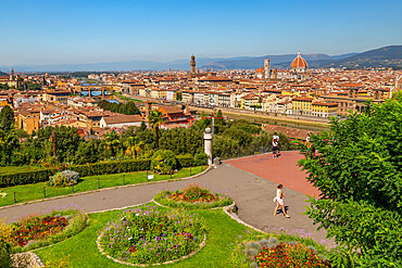 View of Florence seen from Piazzale Michelangelo Hill, Florence, Tuscany, Italy, Europe