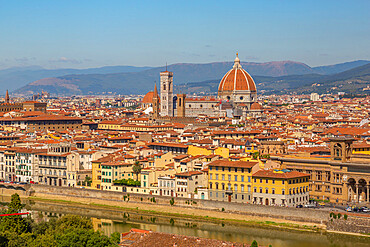 View of the Duomo and Florence seen from Piazzale Michelangelo Hill, Florence, Tuscany, Italy, Europe