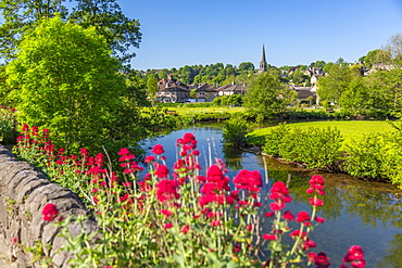 View of River Wye and Bakewell Church, Bakewell, Derbyshire Dales, Derbyshire, England, United Kingdom, Europe