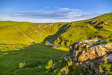 View of Winnats Pass, Hope Valley, Castleton, Peak District National Park, Derbyshire, England, United Kingdom, Europe