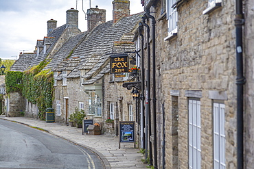 View of cottages on West Street, Corfe, Dorset, England, United Kingdom, Europe