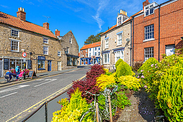 View of cafe and gardens on Smiddy Hill, Pickering, North Yorkshire, England, United Kingdom, Europe