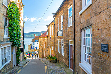 View of old coast guard station from King Street in Robin Hood's Bay, North Yorkshire, England, United Kingdom, Europe