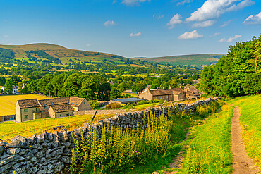 View of Castleton village in the Hope Valley, Peak District National Park, Derbyshire, England, United Kingdom, Europe