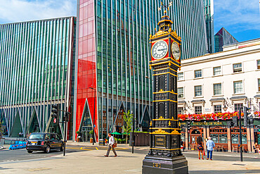 View of Little Ben Clock, 1892 replica of Big Ben, Victoria, London, England, United Kingdom, Europe