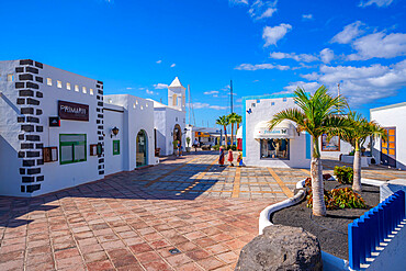 View of boutique shops in Rubicon Marina, Playa Blanca, Lanzarote, Canary Islands, Spain, Atlantic, Europe