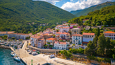 Aerial view of Moscenicka Draga, Kvarner Bay, Eastern Istria, Croatia, Europe