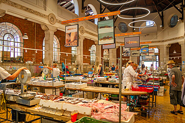 View of interior of fish market at the Central Market, Rijeka, Croatia, Europe