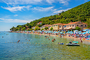 View of beach in Moscenicka Draga, Kvarner Bay, Eastern Istria, Croatia, Europe