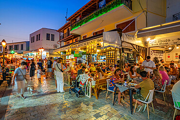 Busy street and nightlife in Skiathos Town, Skiathos Island, Sporades Islands, Greek Islands, Greece, Europe