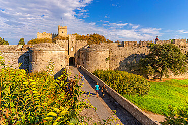 View of Gate of Amboise, Old Rhodes Town, UNESCO World Heritage Site, Rhodes, Dodecanese, Greek Islands, Greece, Europe