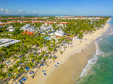 Aerial view of Bavaro Beach, Punta Cana, Dominican Republic, West Indies, Caribbean, Central America