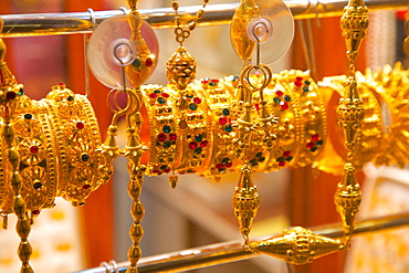 Gold bracelets, Waqif Souq, Doha, Qatar, Middle East 