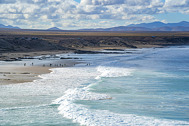 View of coastline and the Atlantic Ocean on a sunny day, El Cotillo, Fuerteventura, Canary Islands, Spain, Atlantic, Europe