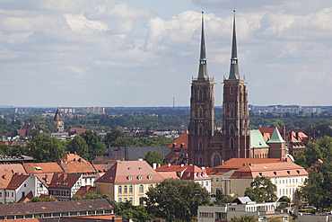 Cathedral view from Marii Magdaleny Church, Wroclaw, Silesia, Poland, Europe
