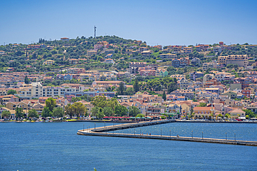 View of Argostoli and De Bosset Bridge, capital of Cephalonia, Kefalonia, Ionian Islands, Greek Islands, Greece, Europe