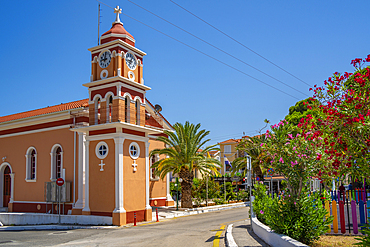 View of church of Agios Gerasimos in Skala, Skala, Kefalonia, Ionian Islands, Greek Islands, Greece, Europe