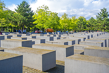 View of Memorial to the Murdered Jews of Europe, Berlin, Germany, Europe