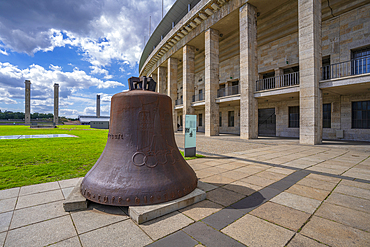 View of damaged Olympic Bell at 1936 Olympiastadion Berlin, Berlin, Germany, Europe