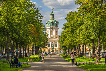 View of Charlottenburg Palace at Schloss Charlottenburg from Schlossrasse, Berlin, Germany, Europe