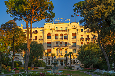 View of facade of the Grand Hotel di Rimini on Rimini Beach, Rimini, Emilia-Romagna, Italy, Europe