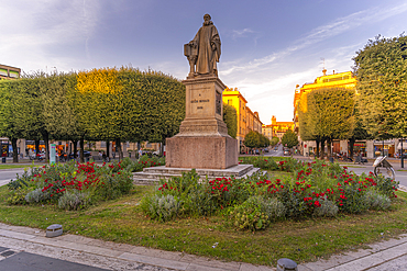 View of Guido Monaco statue in Guido Monaco Square, Arezzo, Province of Arezzo, Tuscany, Italy, Europe