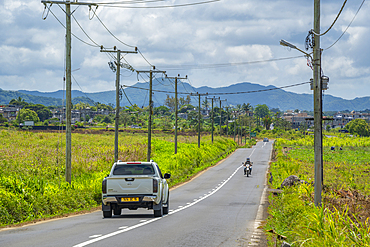 View of road and landscape near Bois Cheri, Savanne District, Mauritius, Indian Ocean, Africa