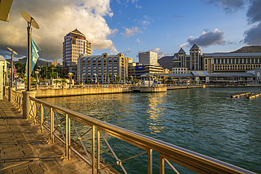 View of Caudan Waterfront in Port Louis, Port Louis, Mauritius, Indian Ocean, Africa