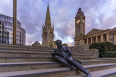 View of Chamberlain Memorial in Chamberlain Square, Birmingham, West Midlands, England, United Kingdom, Europe