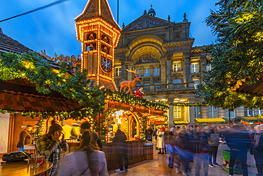 View of Christmas Market stalls in Victoria Square, Birmingham, West Midlands, England, United Kingdom, Europe