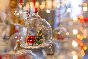 Close-up of souvenirs and Christmas decorations near St. Paul's Cathedral, London, England, United Kingdom, Europe