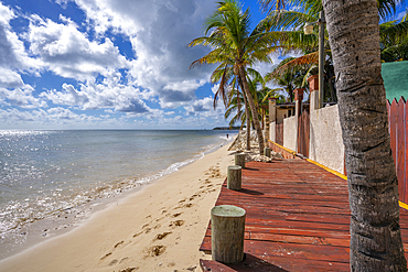 View of beach near Puerto Morelos, Caribbean Coast, Yucatan Peninsula, Mexico, North America