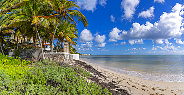 View of beach near Puerto Morelos, Caribbean Coast, Yucatan Peninsula, Mexico, North America