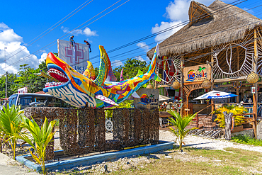 View of colourful Tulum sign, Tulum, Quintana Roo, Caribbean Coast, Yucatan Peninsula, Riviera Maya, Mexico, North America